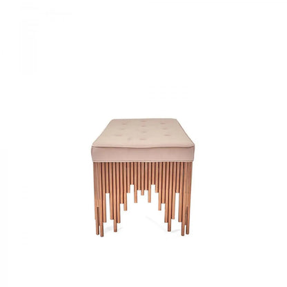 Mauris Bench | Rose Gold Frame, Beige Upholstery