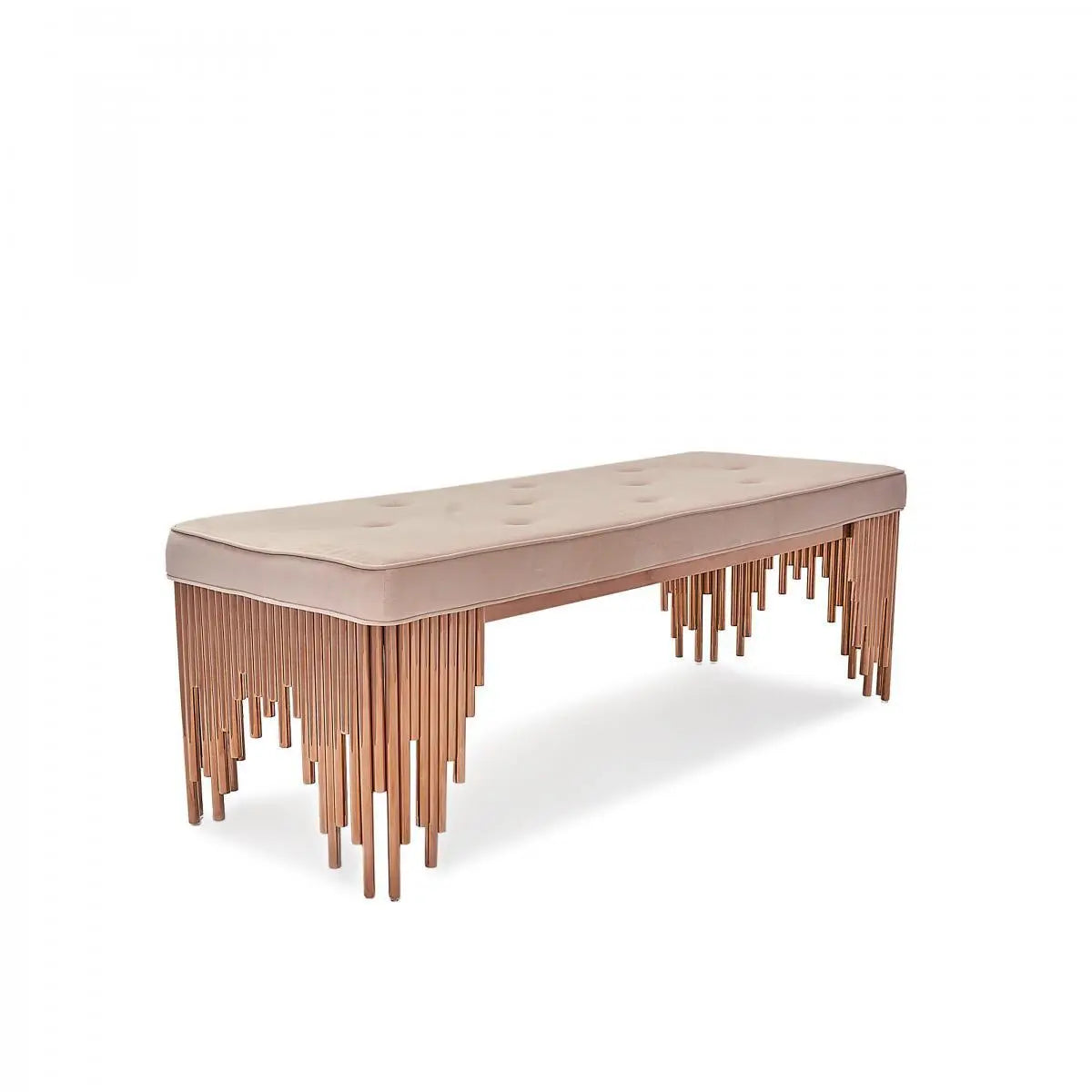 Mauris Bench | Rose Gold Frame, Beige Upholstery