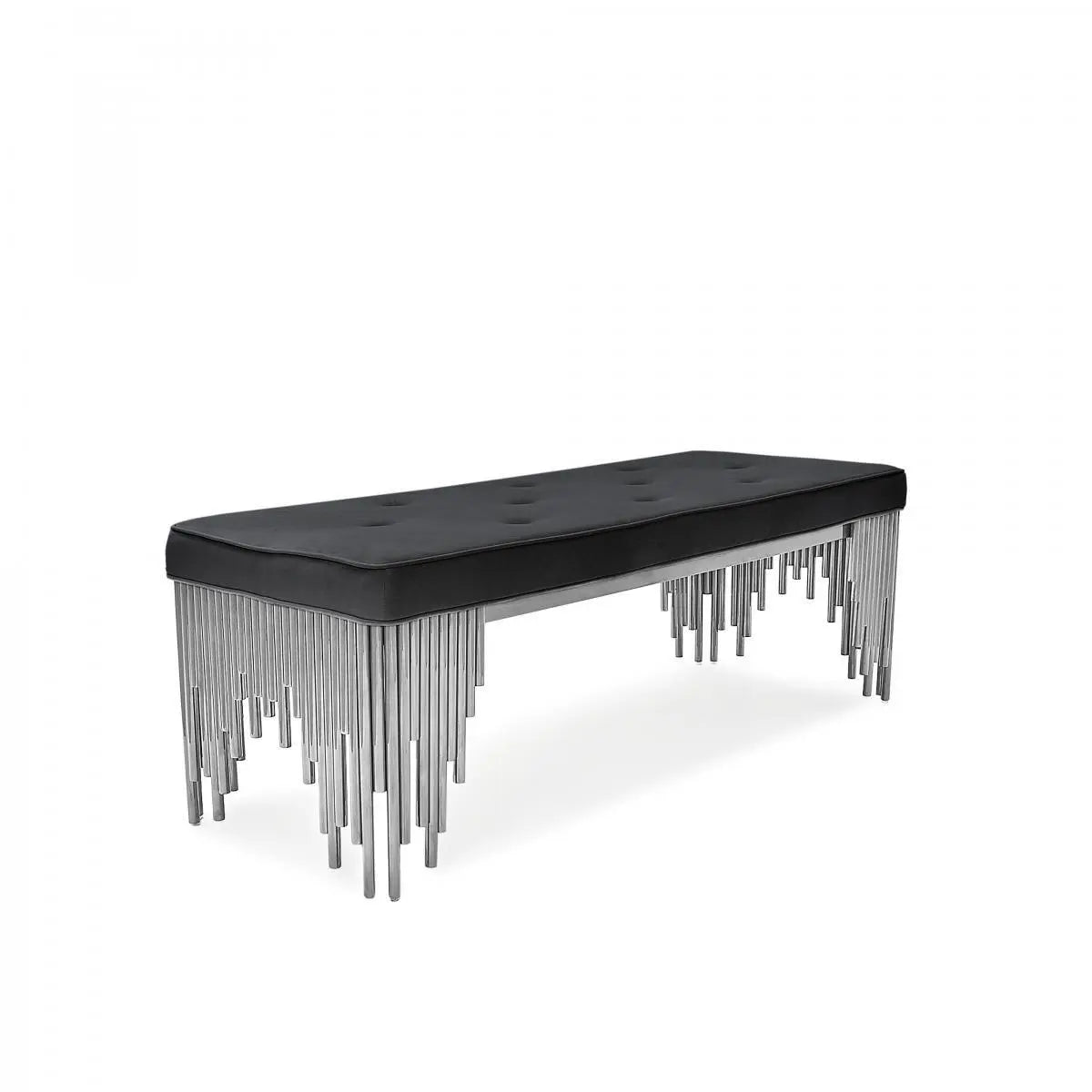 Mauris Bench | Silver Frame with Black Seat