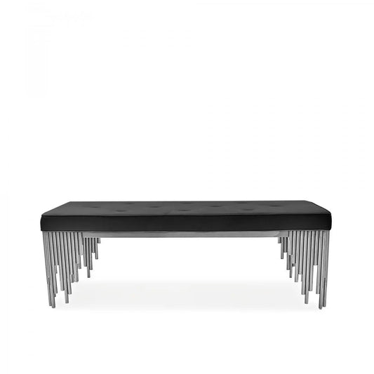 Mauris Bench | Silver Frame with Black Seat