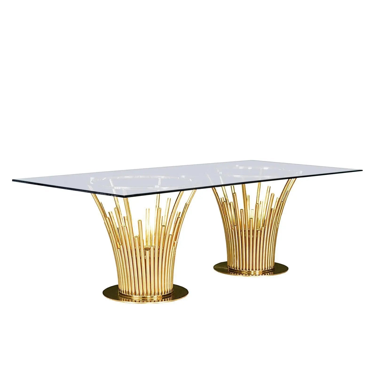 Mauris Rect Titanium Gold Polished Stainless Steel Base Dining Table RG