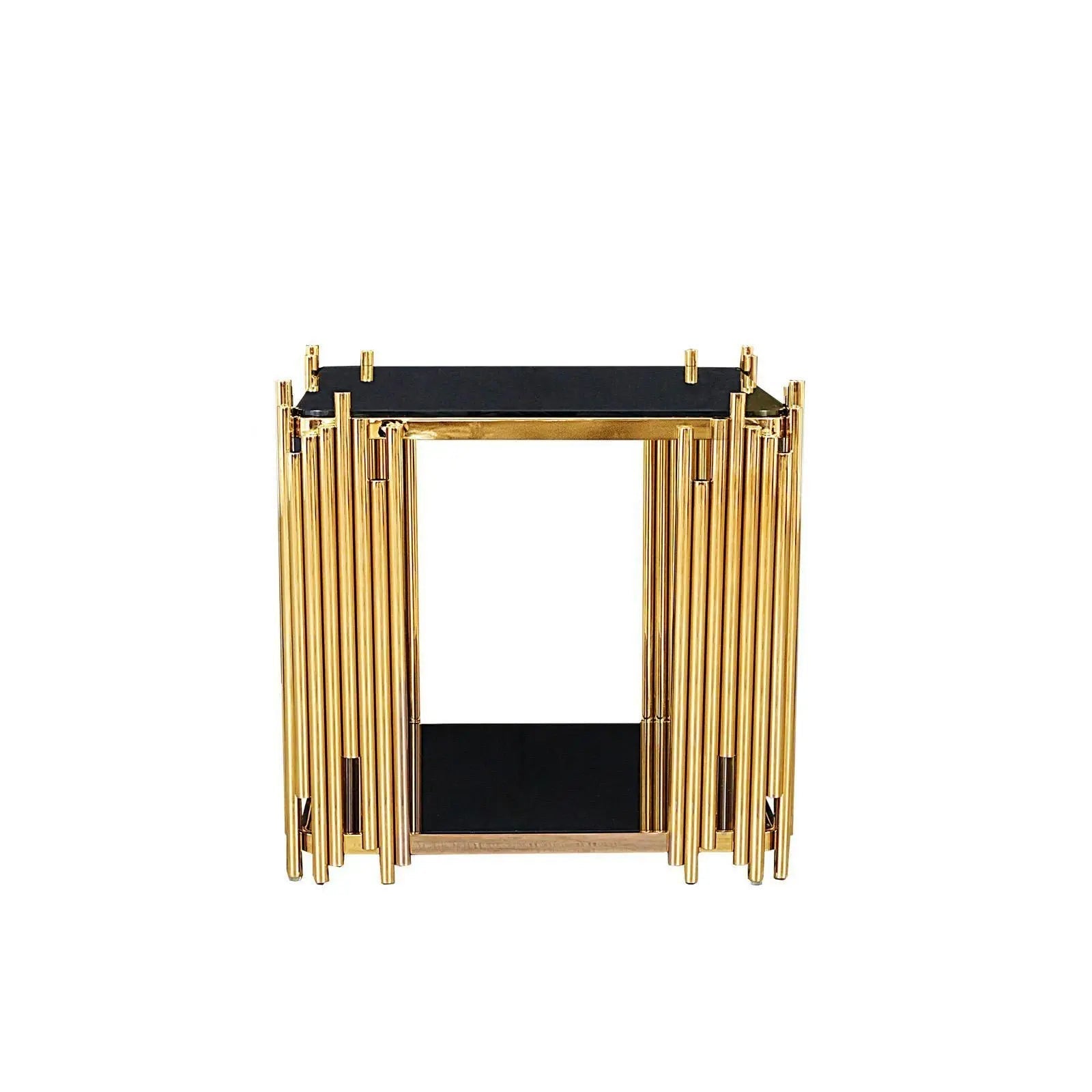 Mauris Rect Titanium Gold Polished Stainless Steel Base End Table RG