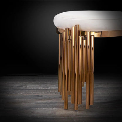 Mauris Accent Stool in Rose Gold & Beige