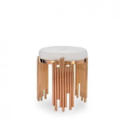 Mauris Accent Stool in Rose Gold & Beige