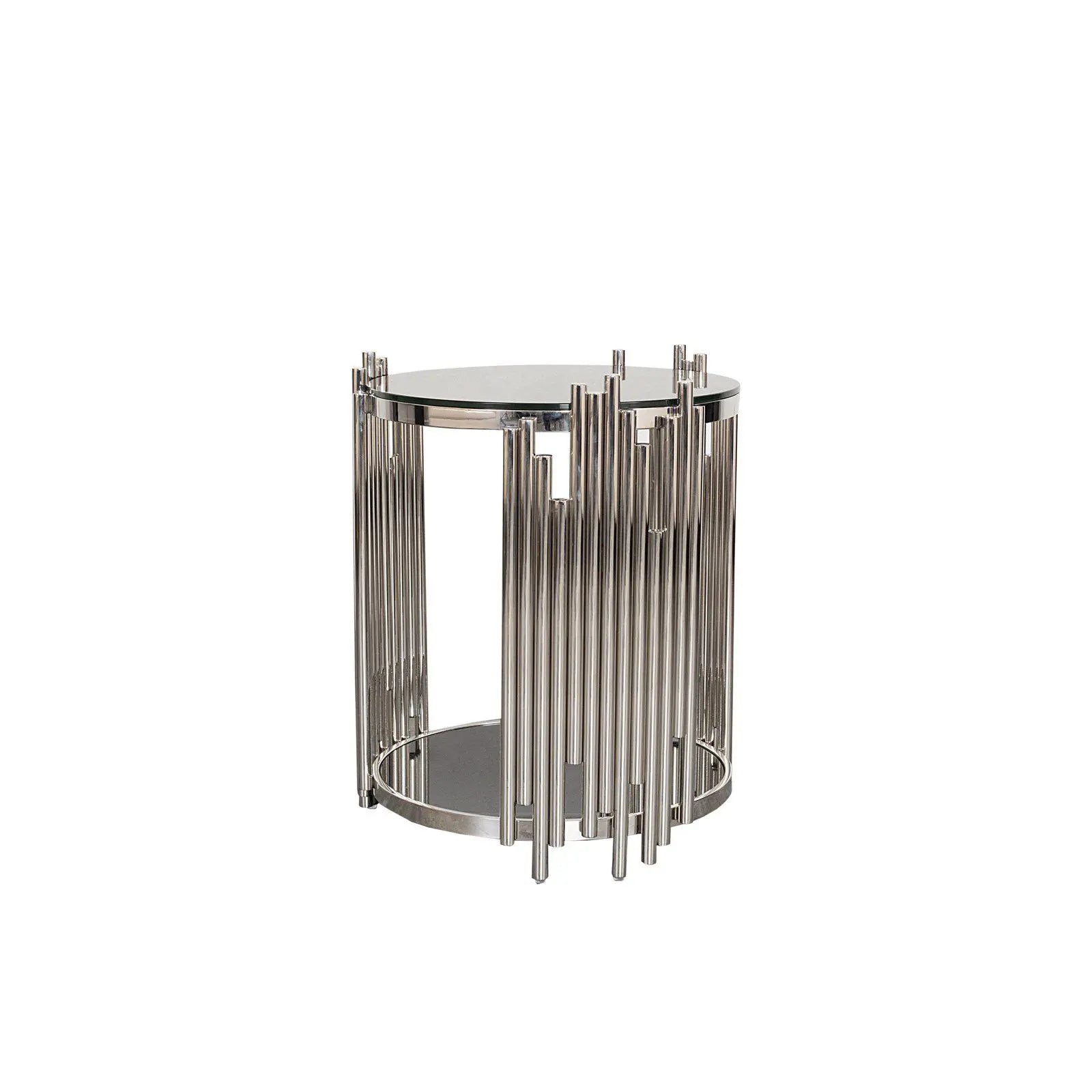 Mauris Round Silver End Table