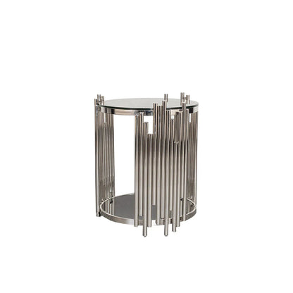 Mauris Round Silver End Table