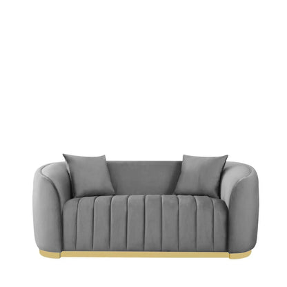 Mauro Polished Gold Sofa Set in Ash Gray