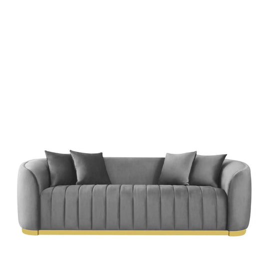 Mauro Polished Gold Sofa Set in Ash Gray