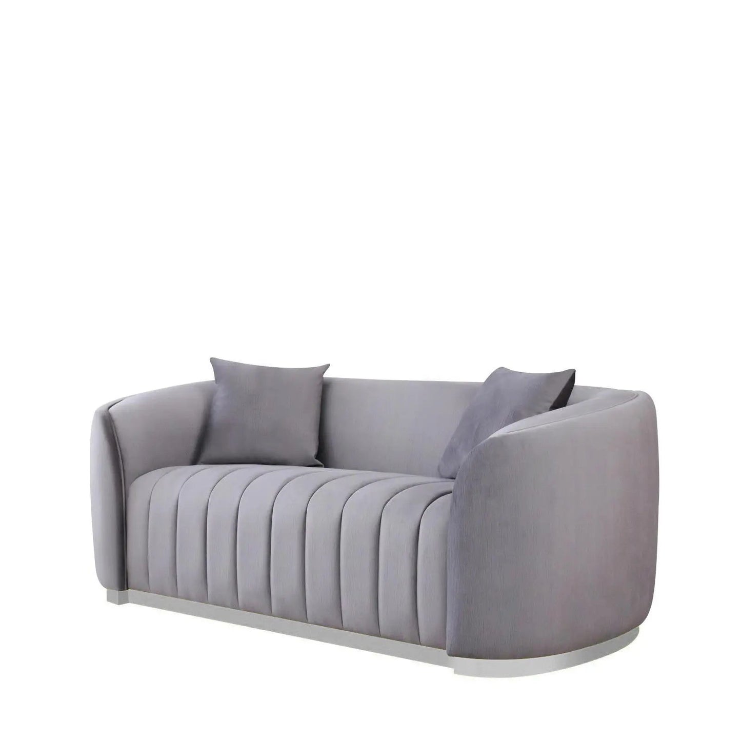 Mauro Polished Silver Sofa Set – Gray