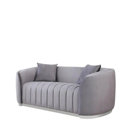 Mauro Polished Silver Sofa Set – Gray