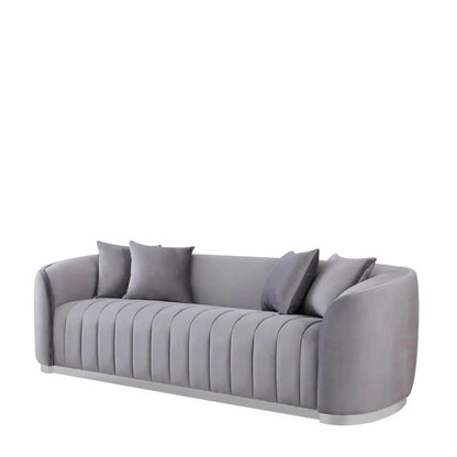 Mauro Polished Silver Sofa Set – Gray