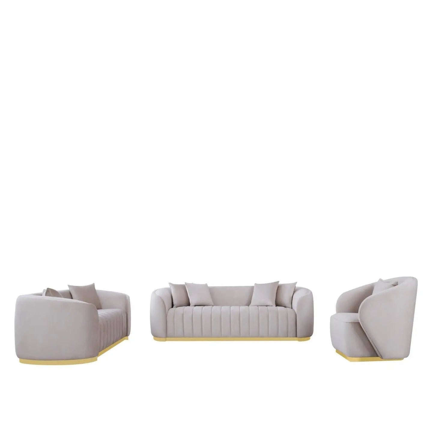 Mauro Brushed Gold Sofa Set – Taupe