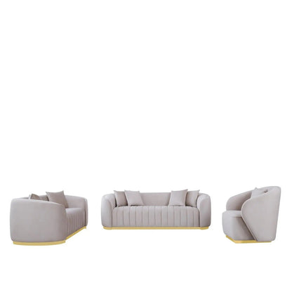Mauro Brushed Gold Sofa Set – Taupe