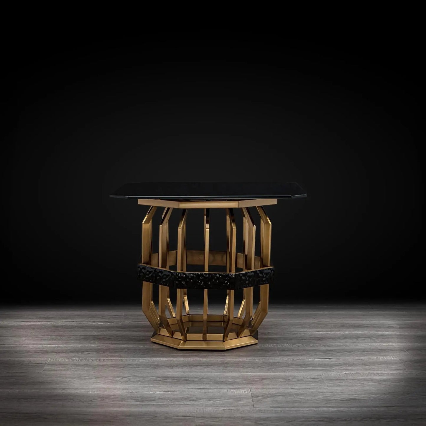 Milano Square Glass Top End Table | Brushed Gold Look