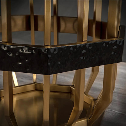 Milano Square Glass Top End Table | Brushed Gold Look