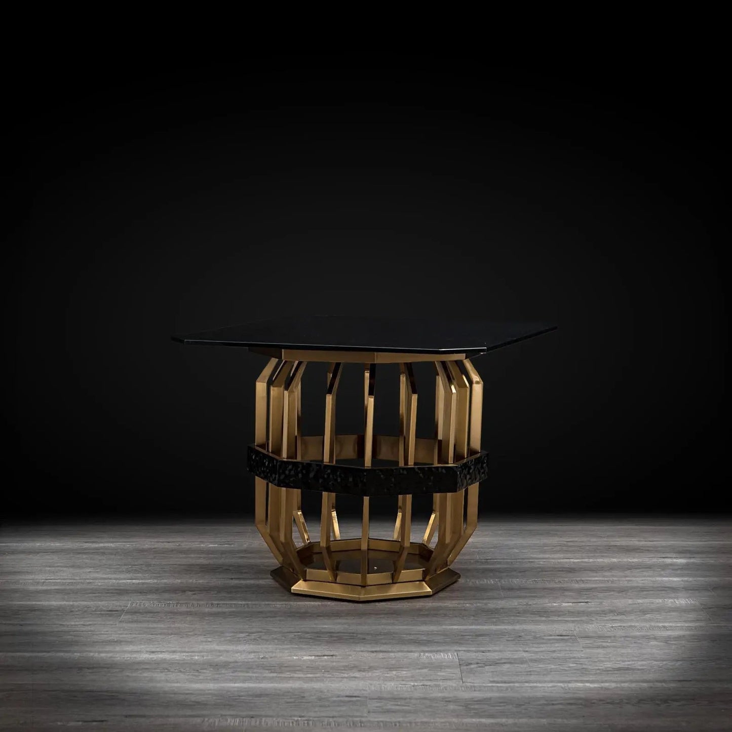 Milano Square Glass Top End Table | Brushed Gold Look