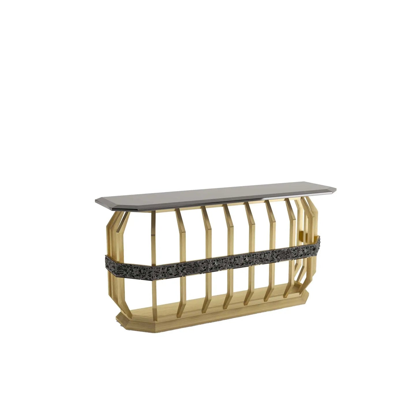 Milano Glass-Top Console Table with Brushed Gold Finish