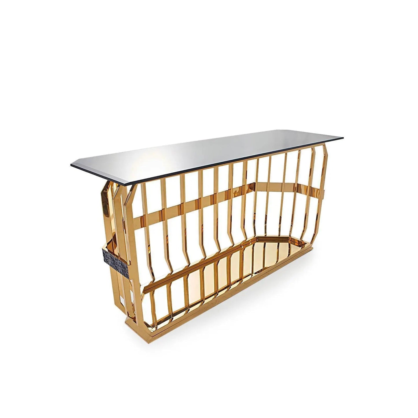 Milano Glass-Top Console Table in Gold for a Premium Look