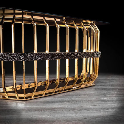 Milano Glass-Top Console Table in Gold for a Premium Look