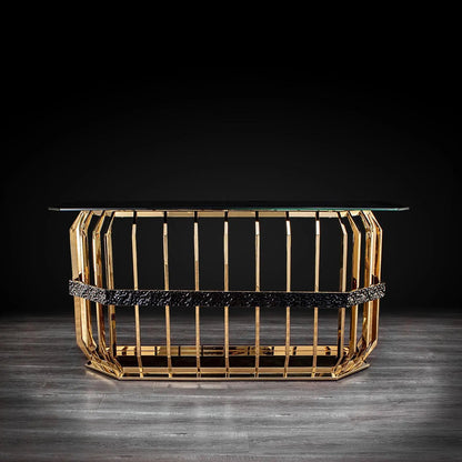 Milano Glass-Top Console Table in Gold for a Premium Look