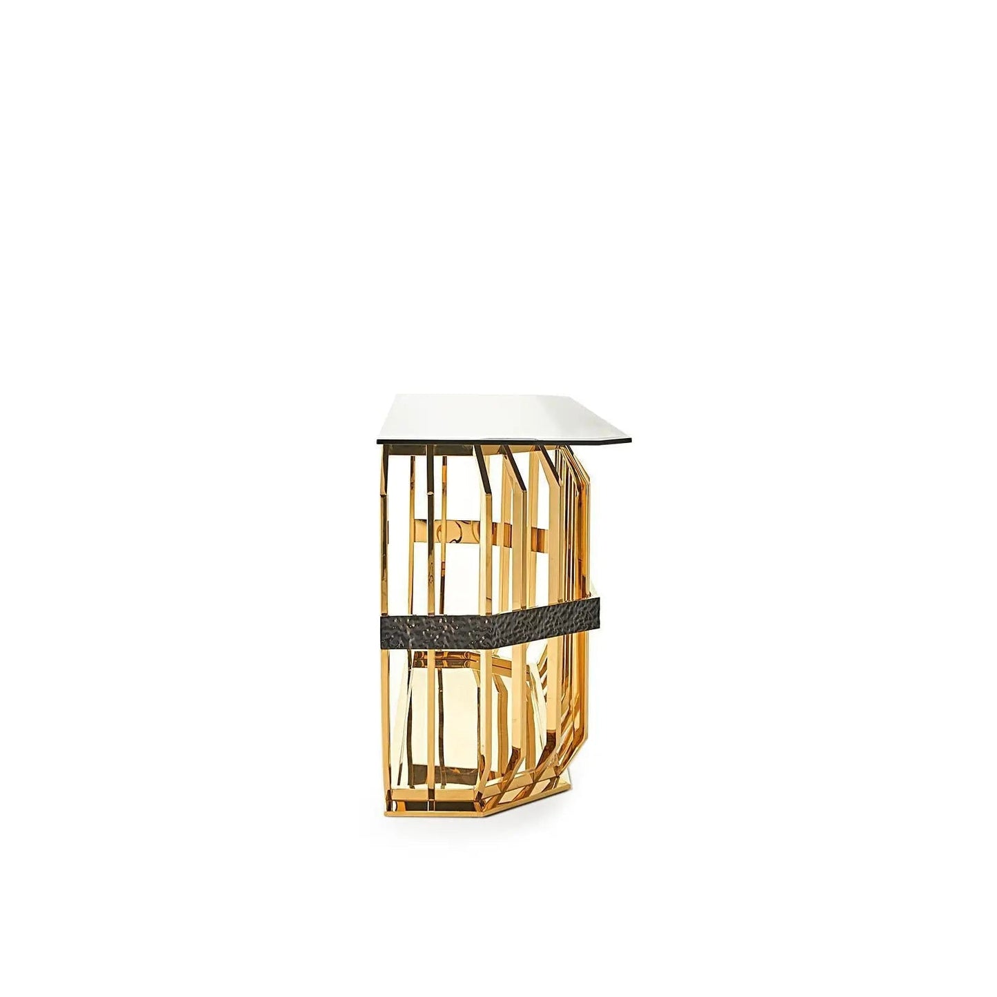 Milano Glass-Top Console Table in Gold for a Premium Look