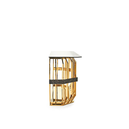 Milano Glass-Top Console Table in Gold for a Premium Look