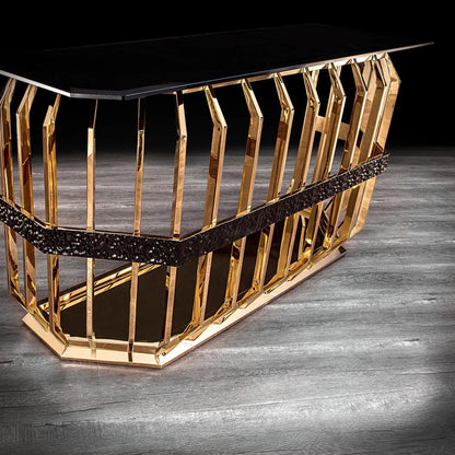 Milano Glass-Top Console Table in Gold for a Premium Look