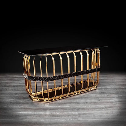 Milano Glass-Top Console Table in Gold for a Premium Look