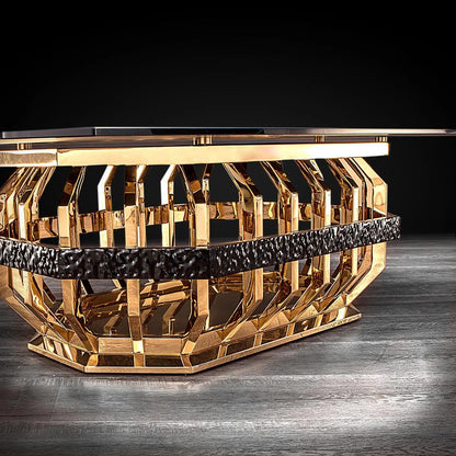 Milano Rectangular Glass-Top Coffee Table in Gold