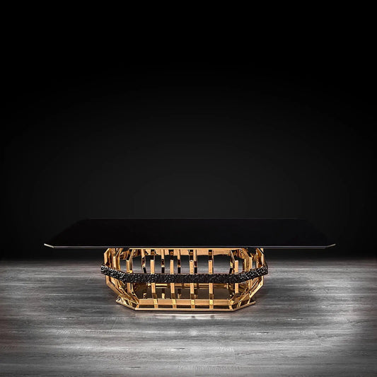 Milano Rectangular Glass-Top Coffee Table in Gold