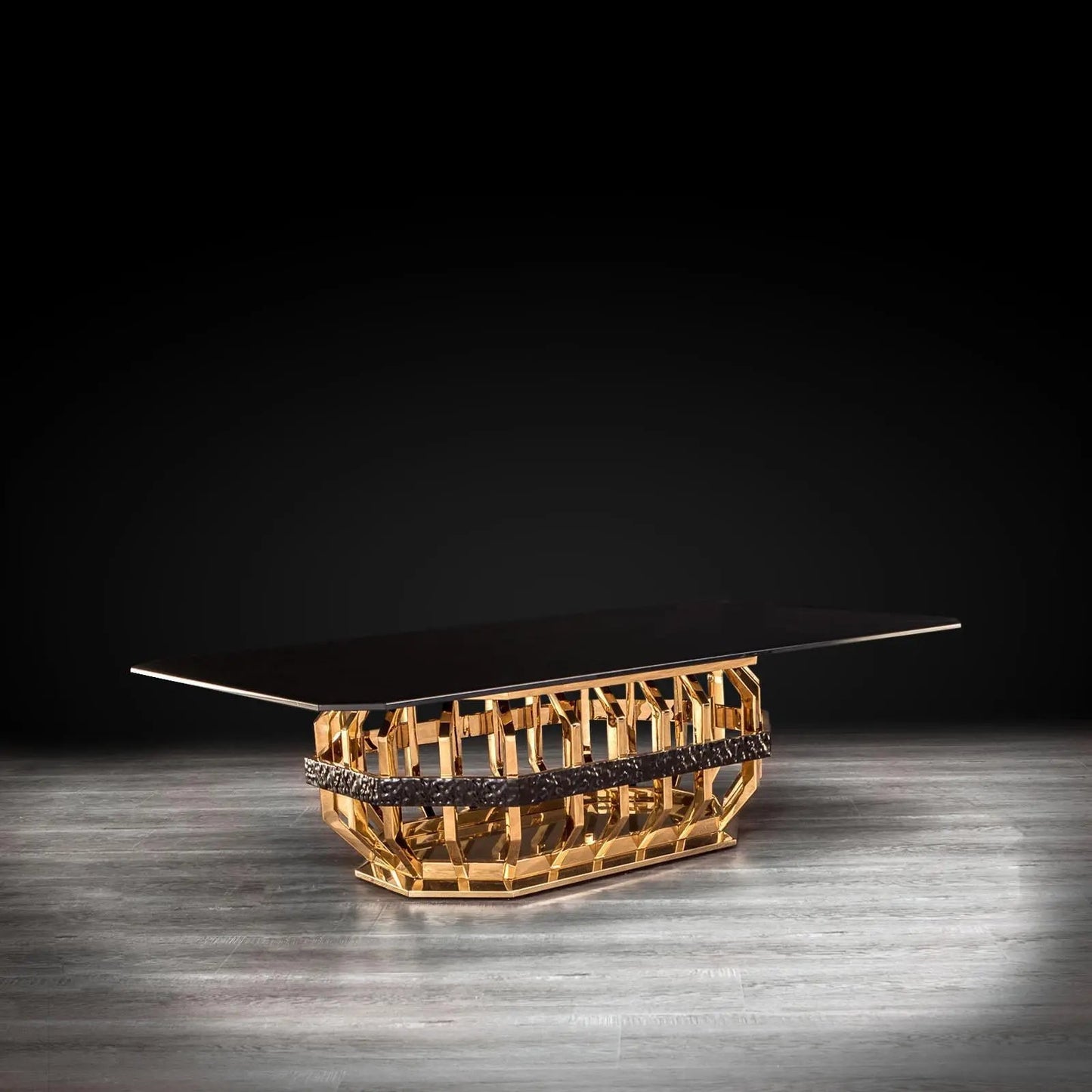 Milano Rectangular Glass-Top Coffee Table in Gold