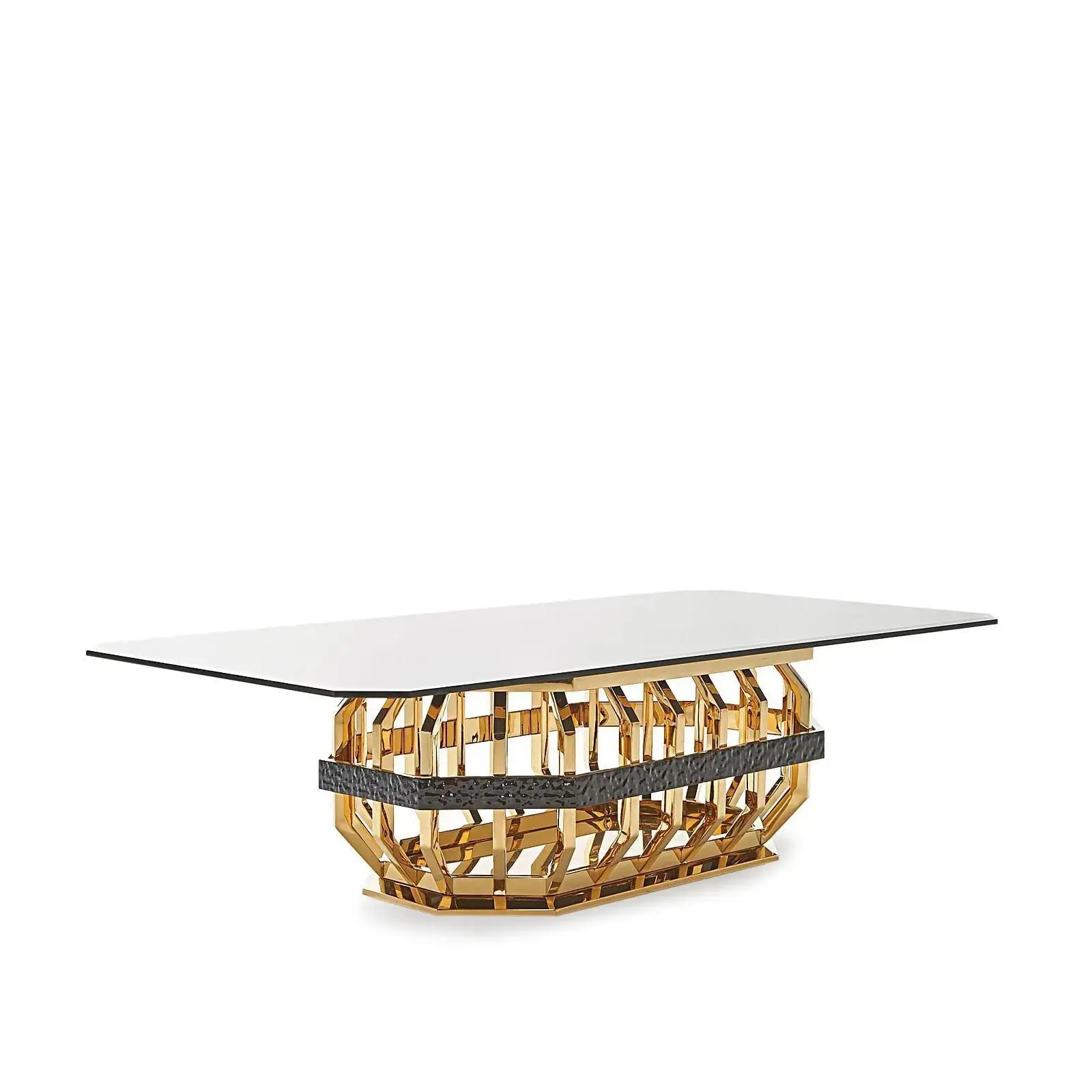 Milano Rectangular Gold Glass Stylish Dining Table