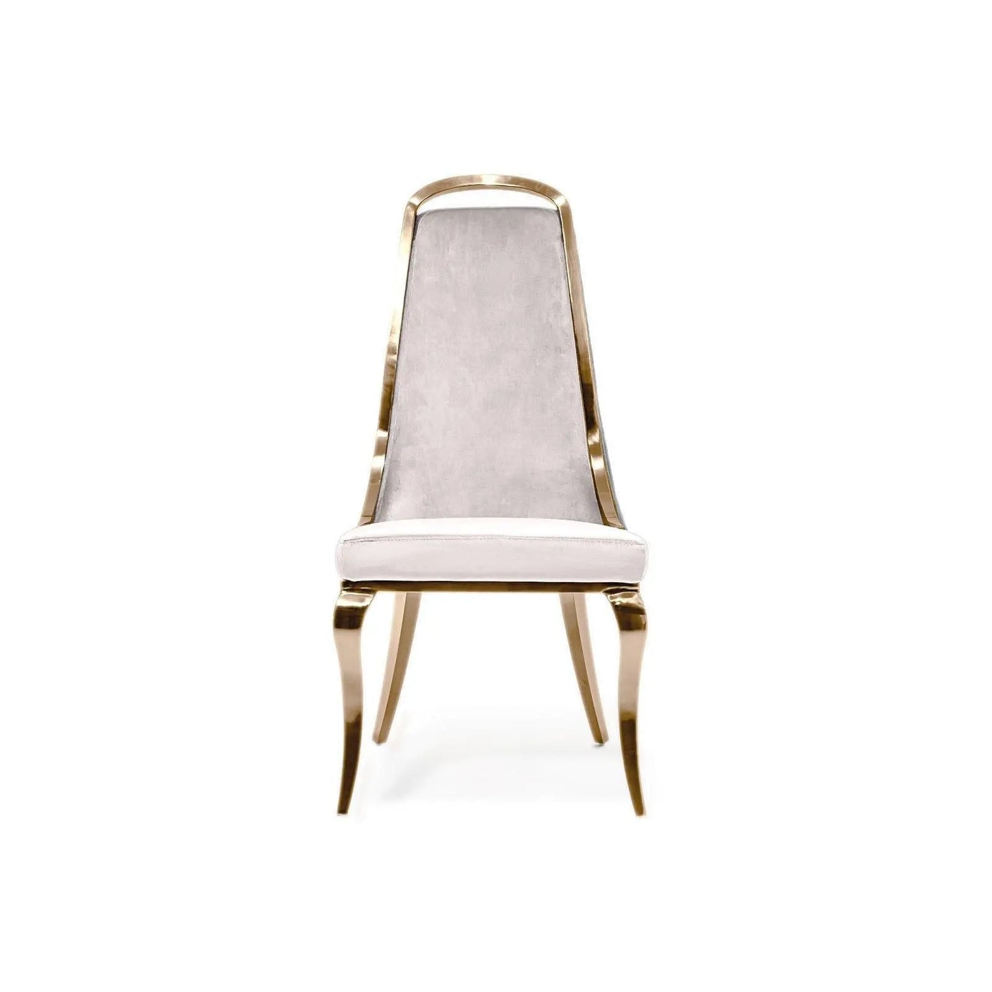 Milano Rose Gold Polished Stainless Steel Base Beige Dining Chair