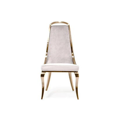 Milano Rose Gold Polished Stainless Steel Base Beige Dining Chair