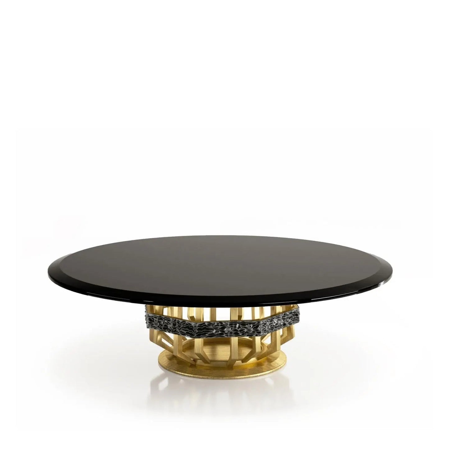 Milano Round Glass-Top Coffee Table with Brushed Gold Accents