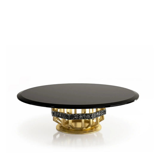 Milano Round Glass-Top Coffee Table with Brushed Gold Accents