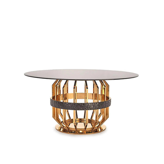 Milano Round Gold Glass Dining Table RG