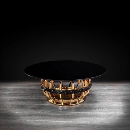 Milano Round Glass-Top Coffee Table in Gold