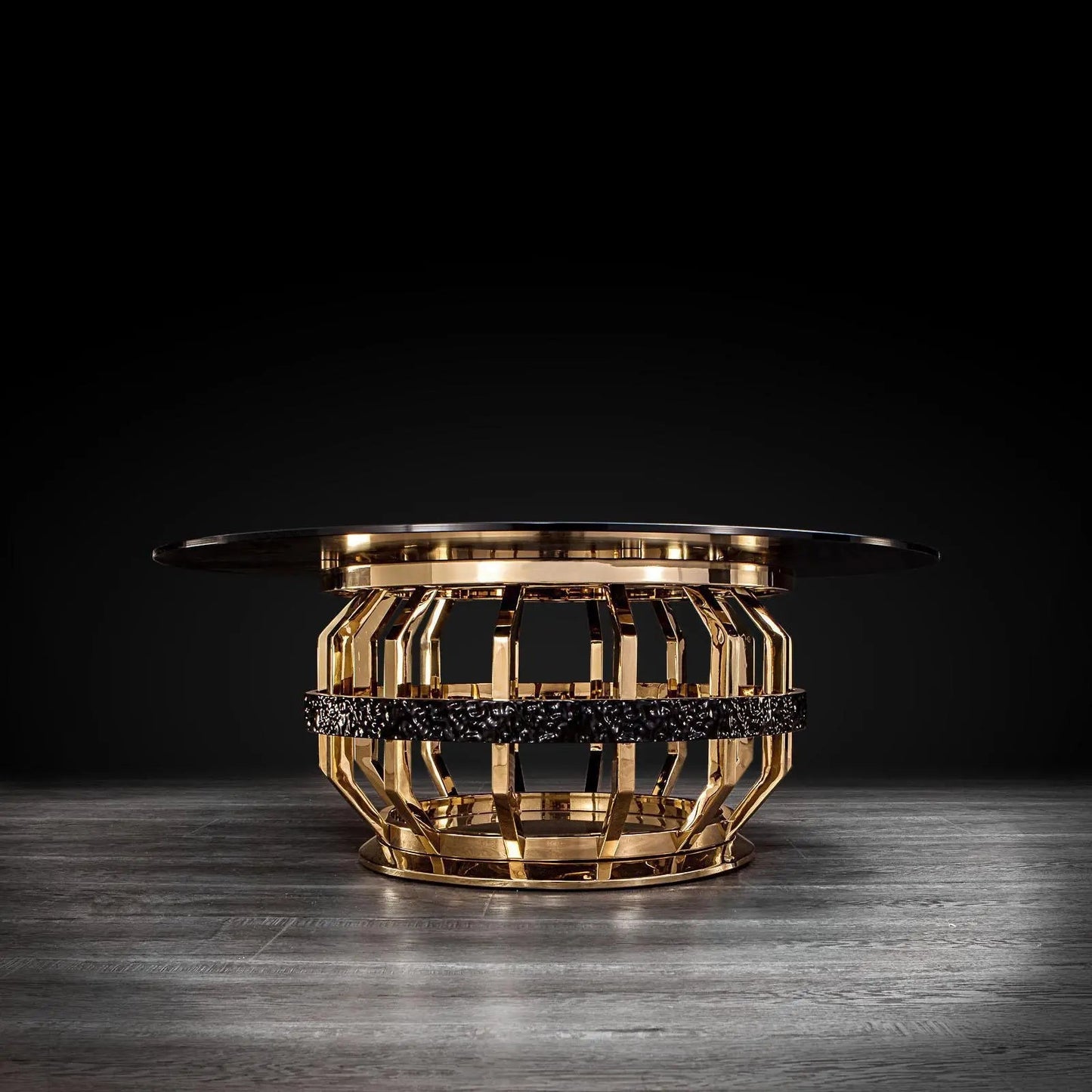 Milano Round Glass-Top Coffee Table in Gold