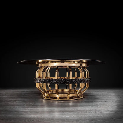Milano Round Glass-Top Coffee Table in Gold