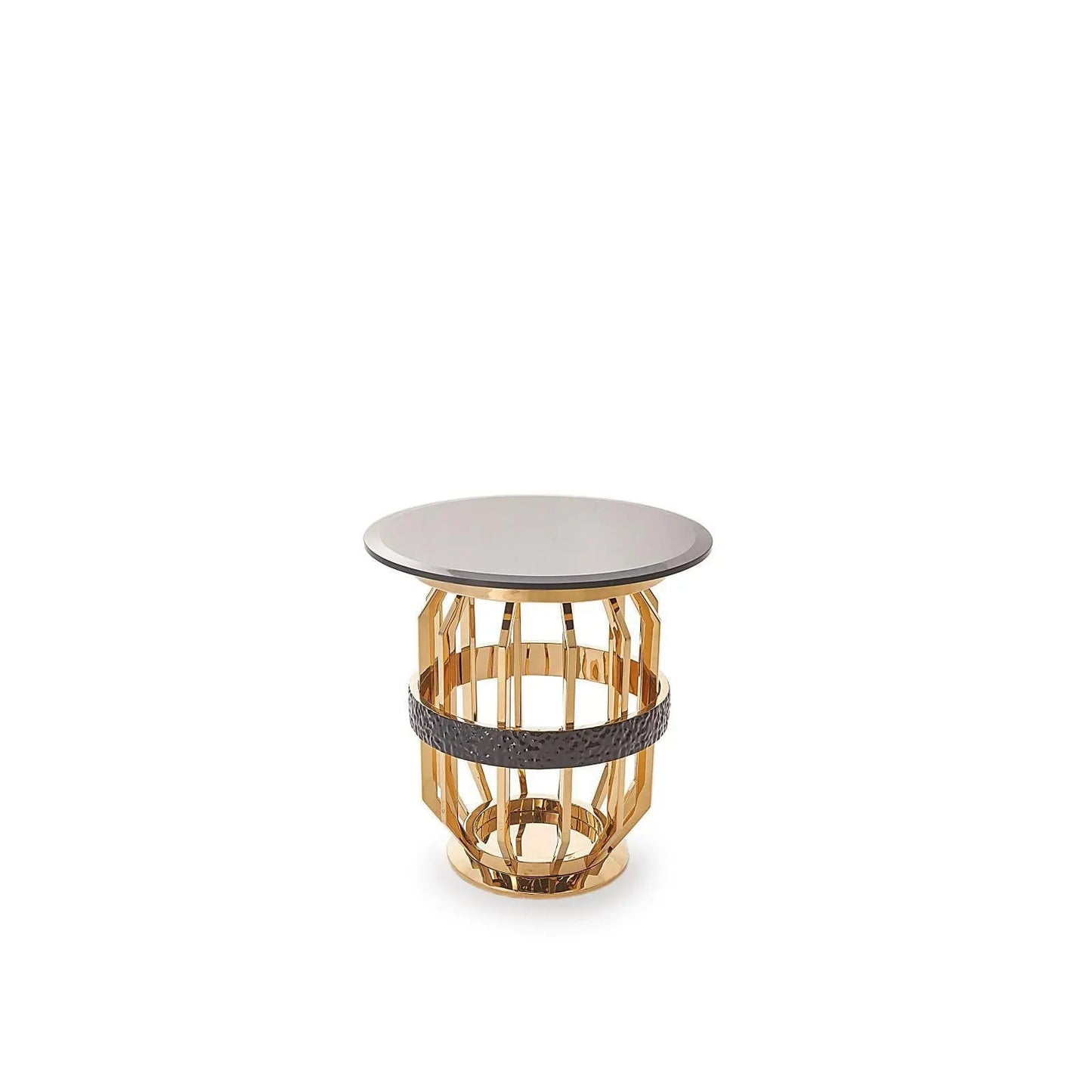 Milano Round Glass Top End Table | Gold Base