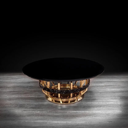 Milano Round Glass-Top Coffee Table in Gold