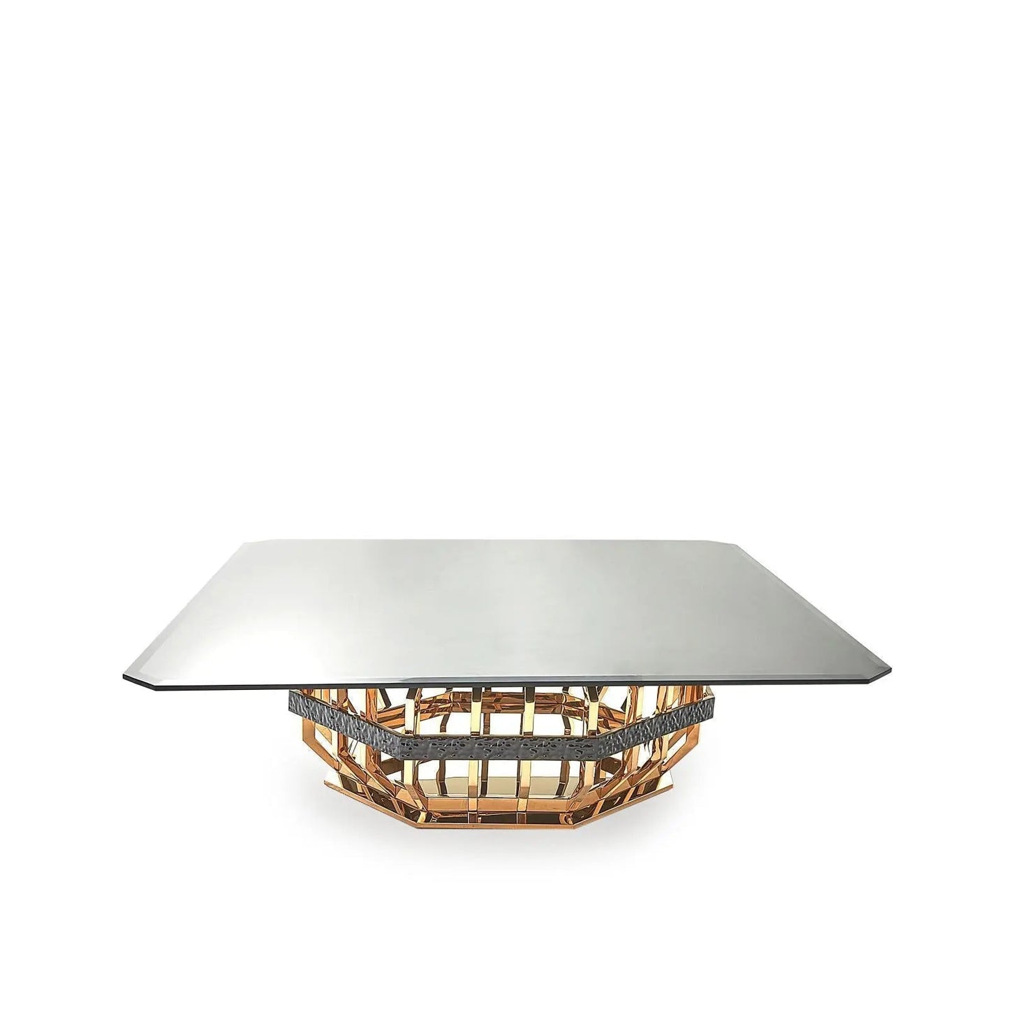 Milano Square Glass-Top Coffee Table in Gold Finish