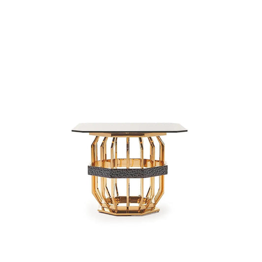 Milano Square Glass Top End Table | Luxe Gold Finish