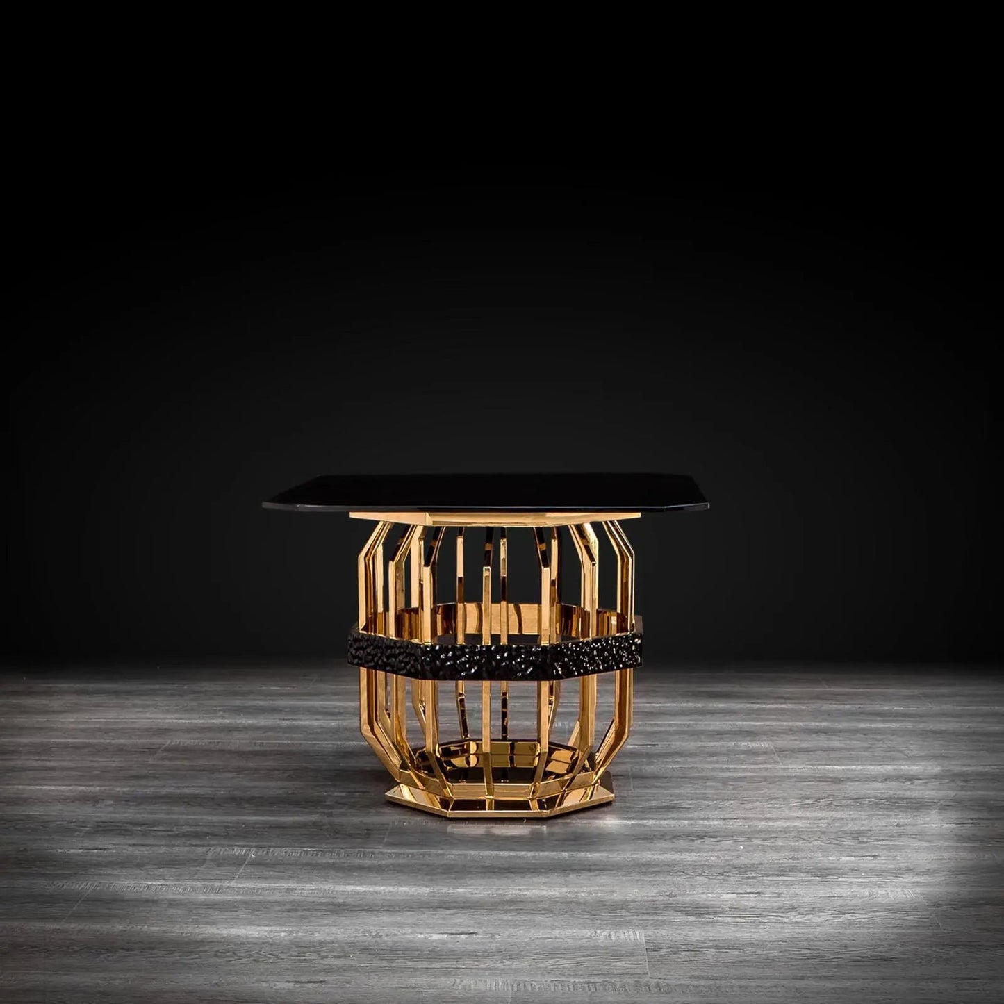 Milano Square Glass Top End Table | Luxe Gold Finish