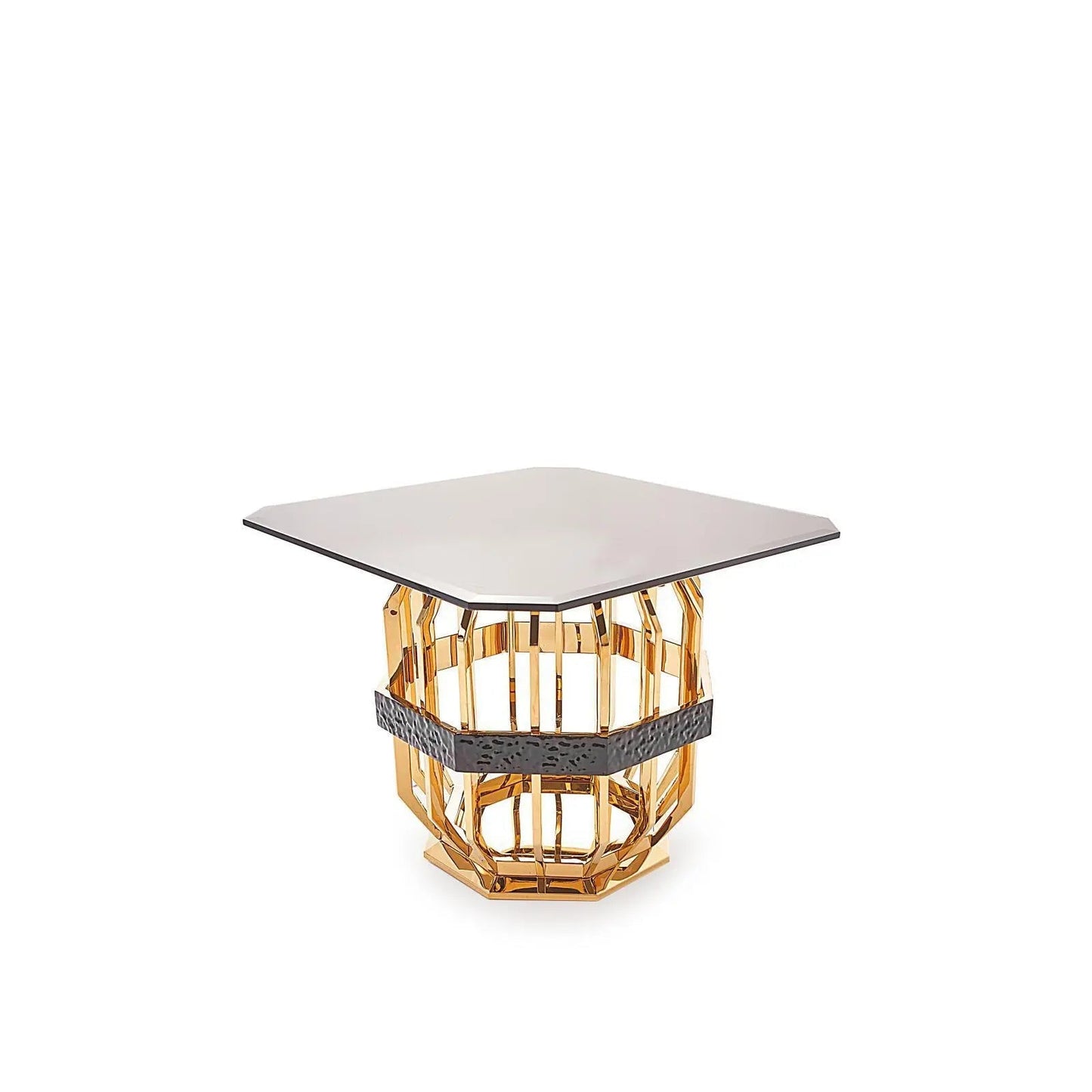 Milano Square Glass Top End Table | Luxe Gold Finish