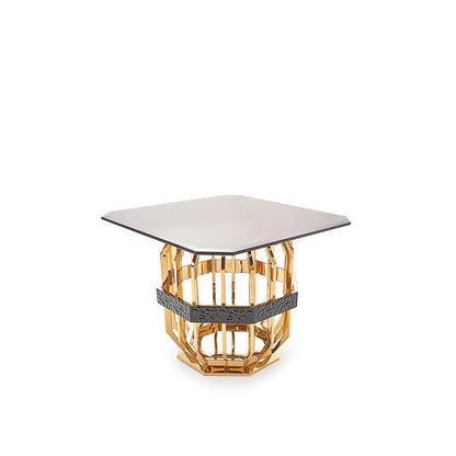 Milano Square Glass Top End Table | Luxe Gold Finish