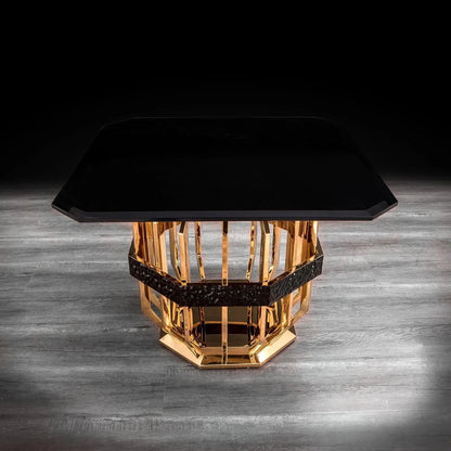 Milano Square Glass Top End Table | Luxe Gold Finish