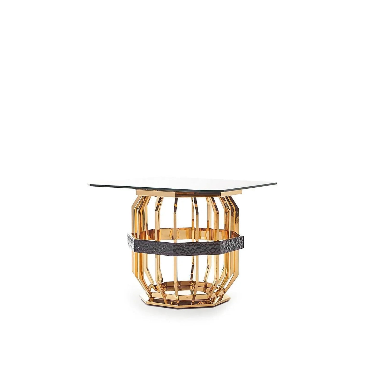 Milano Square Glass Top End Table | Luxe Gold Finish