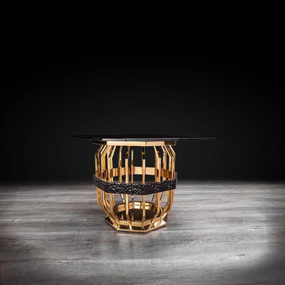 Milano Square Glass Top End Table | Luxe Gold Finish